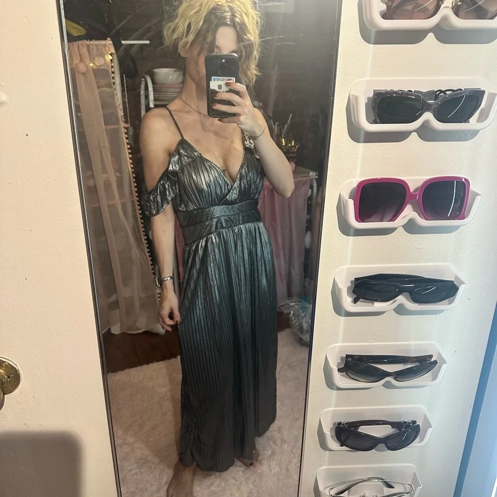 💕 metallic wide leg jumpsuit - Picture 1 of 3